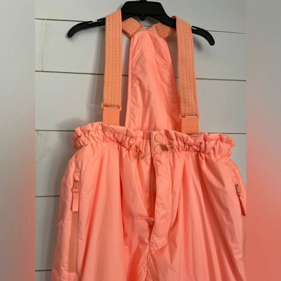 Free People FP Movement Dew Point Overalls nwot Neon Peach Snow Ski Pants - Picture 7 of 16